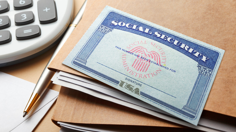 Social Security card on a desk