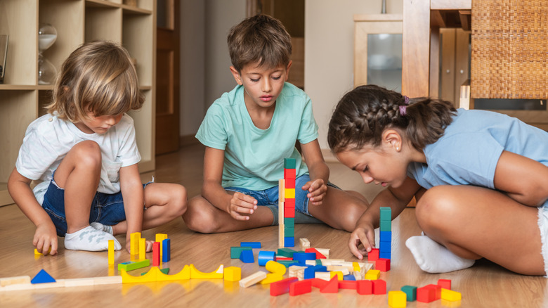Children playing with blocks