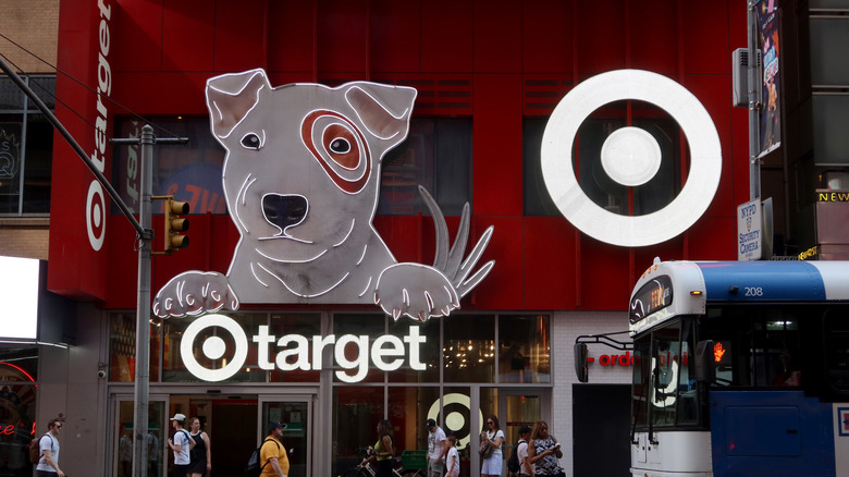 People walk past the Target store on 42nd Street in Times Square