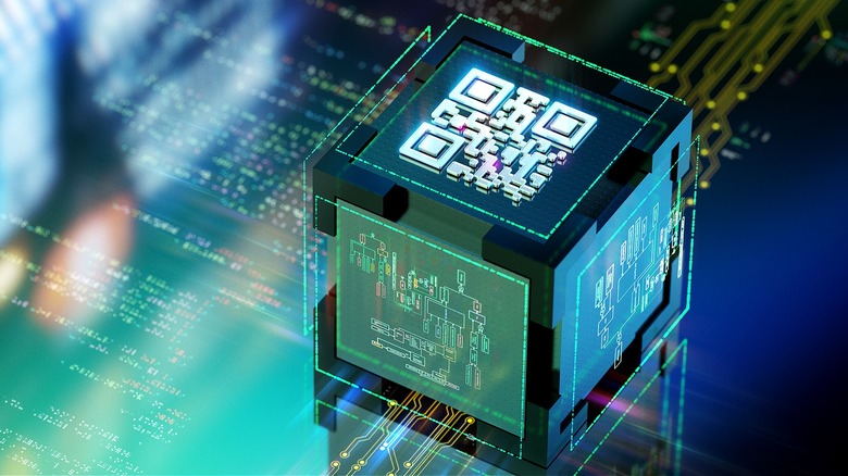 QR code in digital background