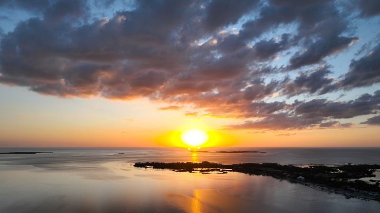 sunset with clouds in Cedar Key, Florida