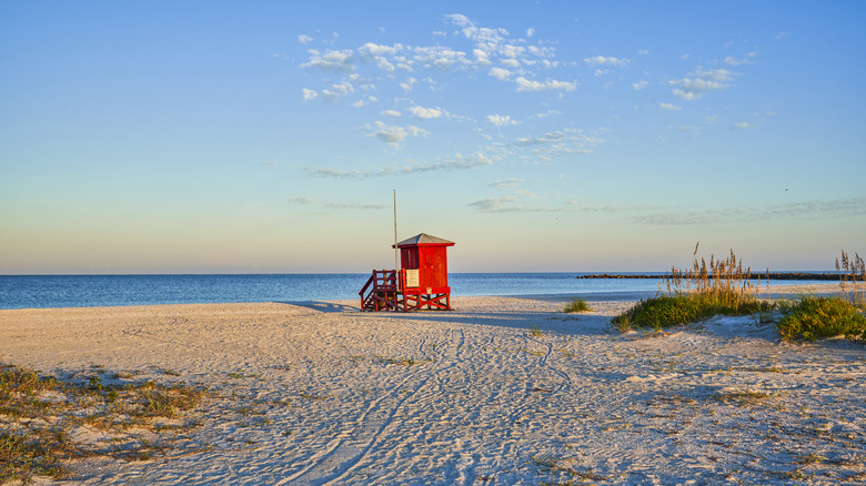 Lifeguard stand on beach in Clearwater, Florida
