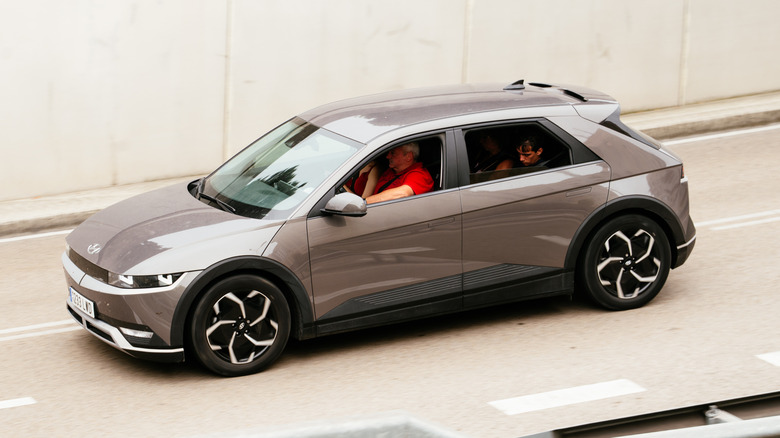 A Hyundai IONIQ 5 electric car in a city street