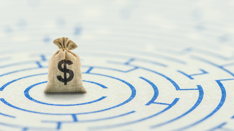 bag of money inside a maze