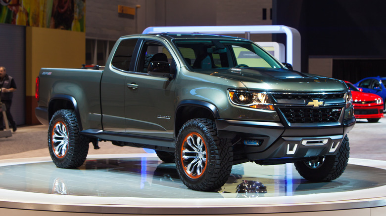 A Chevy Colorado pickup on display February 13th, 2015 at the 2015 Chicago Auto Show in Chicago, Illinois.