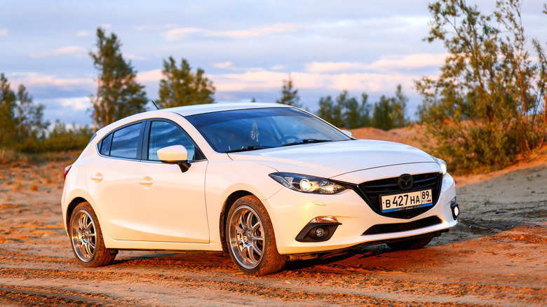 Mazda 3 on gravel road