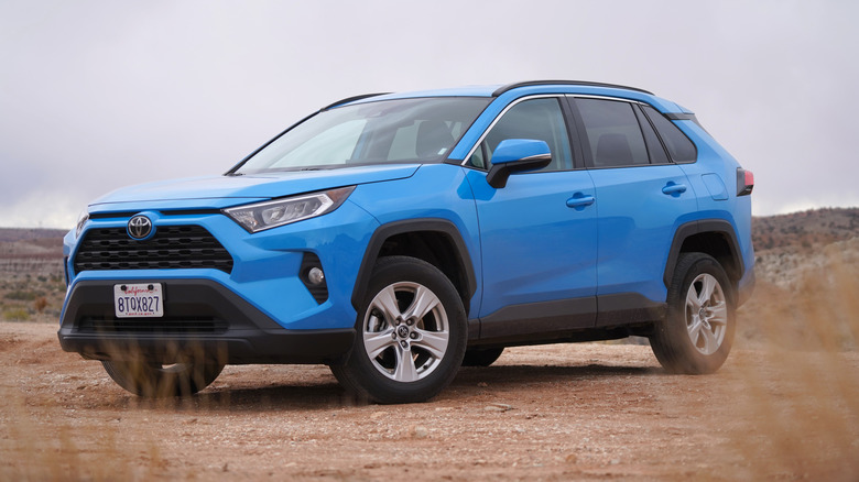 a blue Toyota RAV4