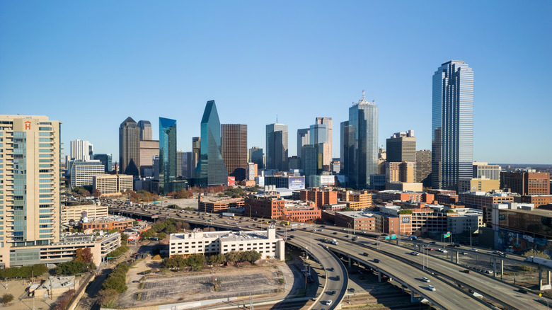 An aerial view of downtown Dallas