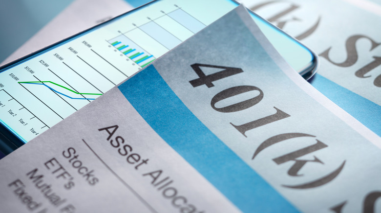 401(k) written on close up documents