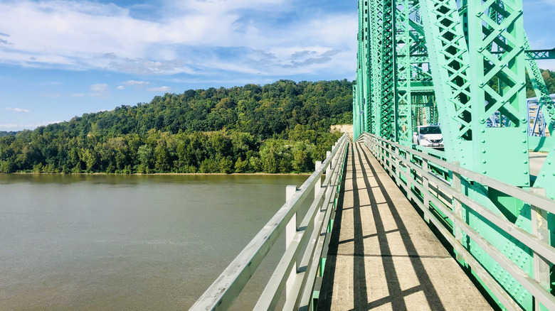 View of bridge over river in Ashland, Kentucky.