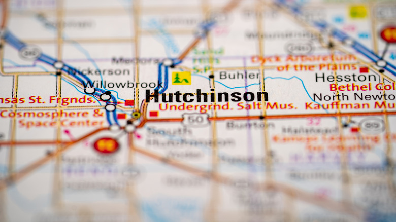 Hutchinson, Kansas in the United States, highlighted on a world map.