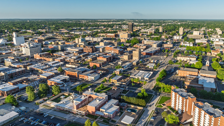 Aerial view of downtown Springfield, Missouri.