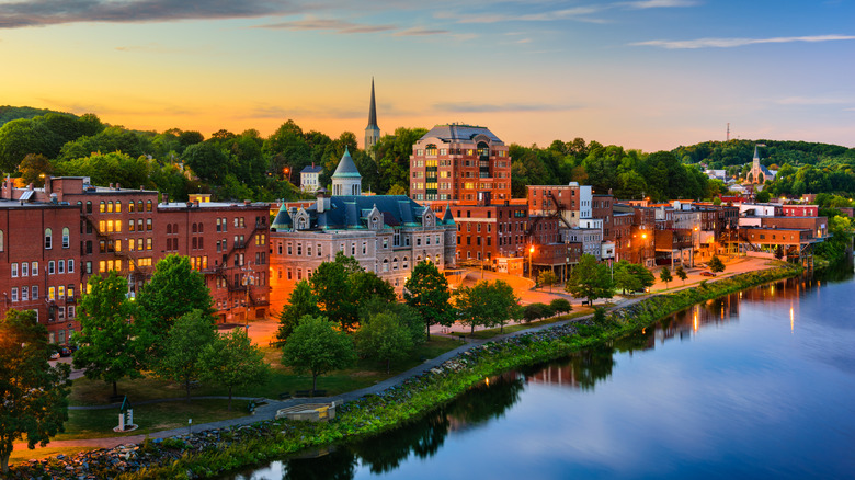 Riverside shot of downtown Augusta, Maine