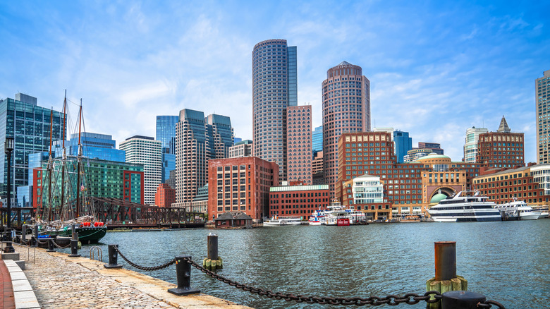 The Boston skyline from a pier