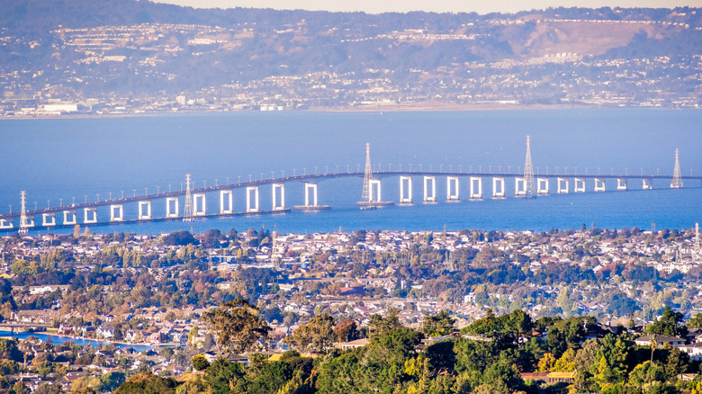 The San Mateo bridge traversing the San Francisco Bay