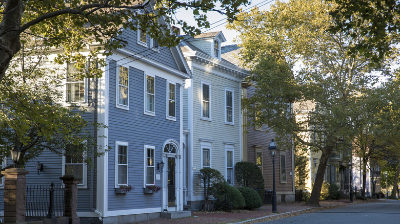 A row of classic clapboard homes in Providence, Rhode Island.