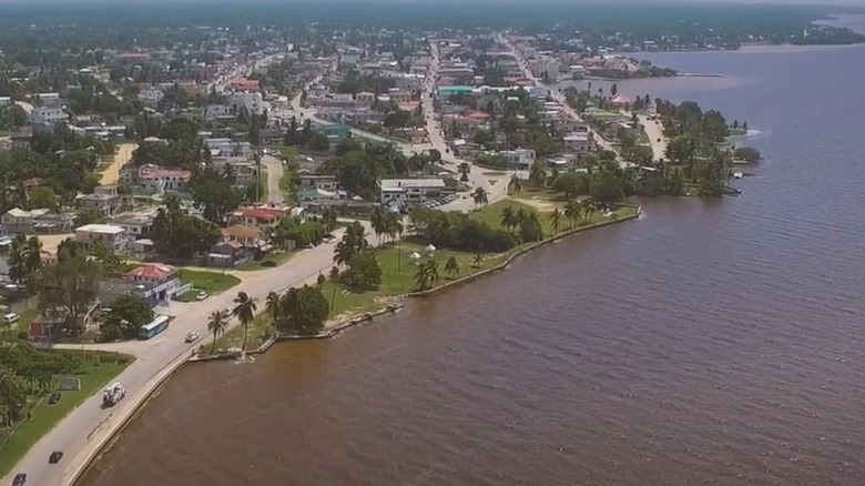 Image of Corozal Belize coast from the air