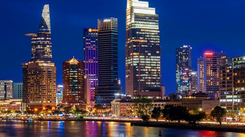 Ho Chi Mihn City, Vietnam skyline at night