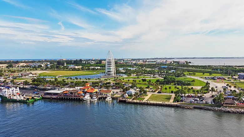 Aerial view of the cruise ship terminal in Cape Canaveral, Florida
