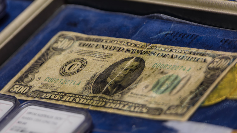 A $500 bill on display in Turkey