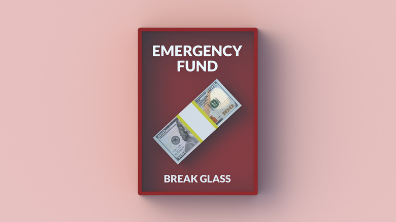 emergency fund in a box on wall