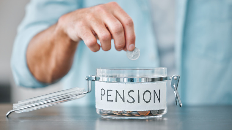 putting money in a pension jar