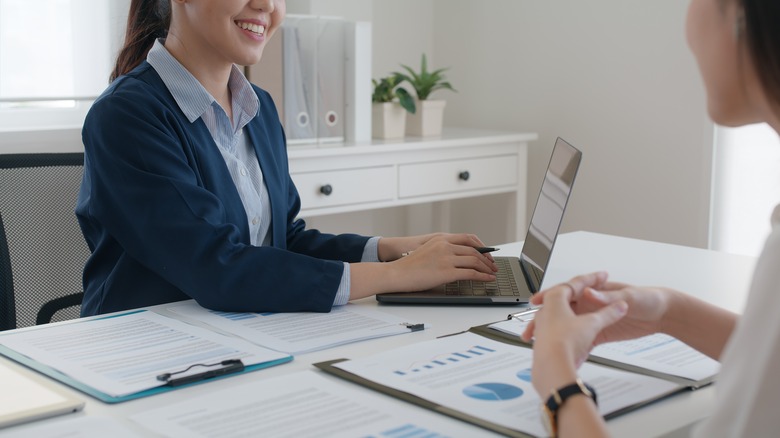 talking with banker about loan