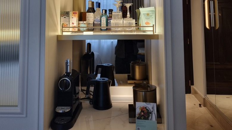 luxury minibar in hotel room