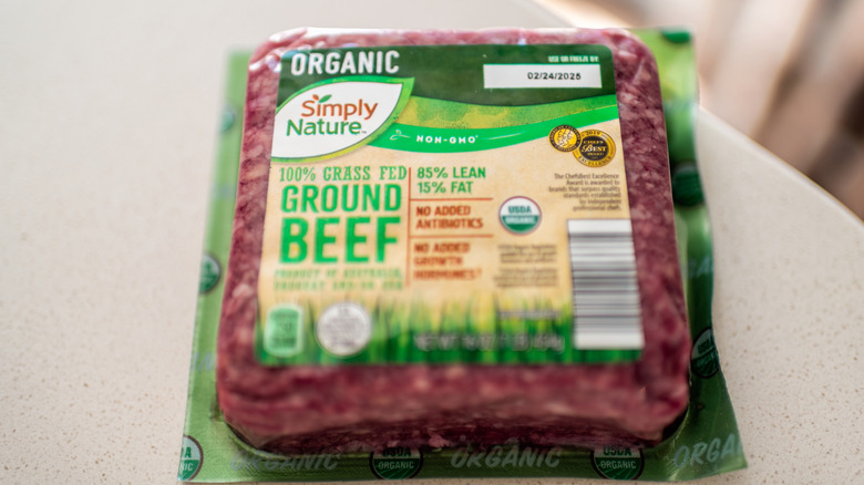 A package of ground beef meat