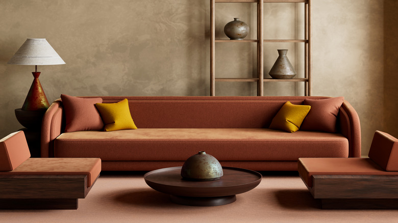 Living room interior with zen decor