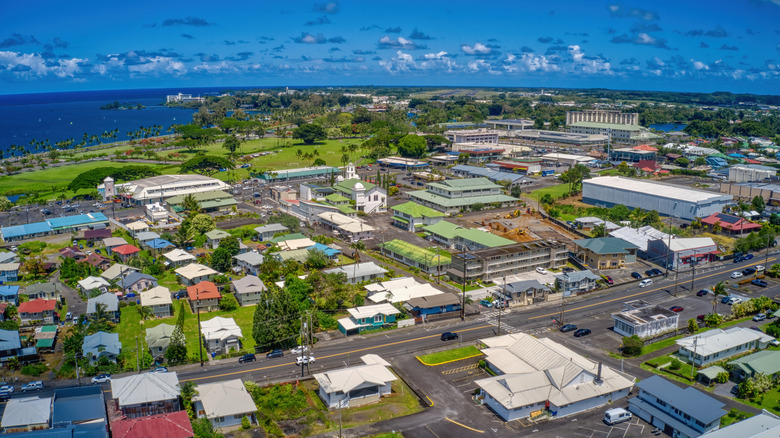 Aerial view of Hilo on Hawaii's Big Island