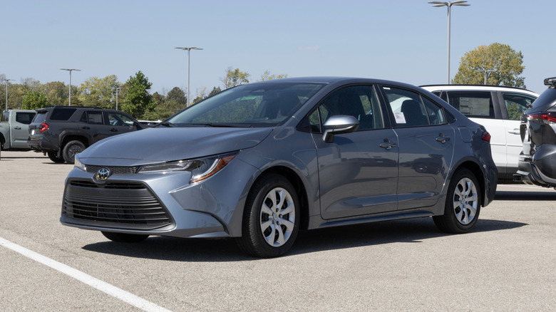 Toyota Corolla LE display at a dealership.