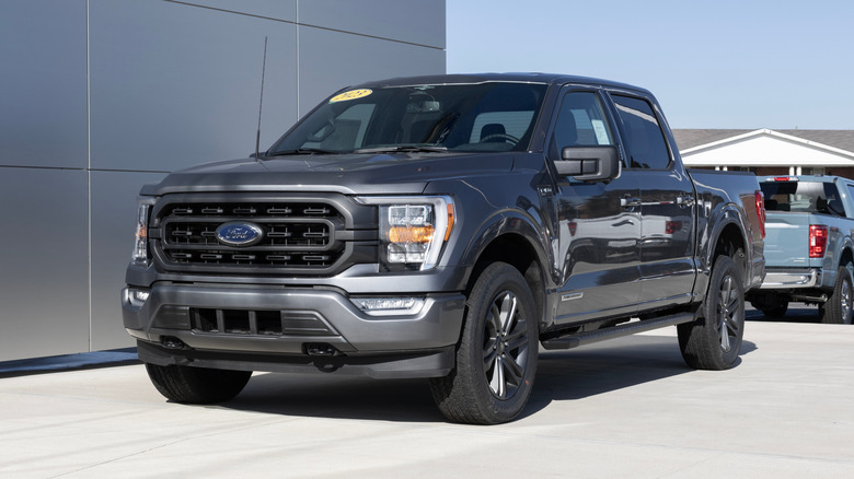 Ford F-150 display at a dealership.