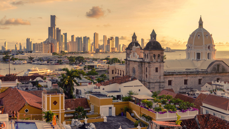 Beautiful sunset over Cartagena, Colombia.
