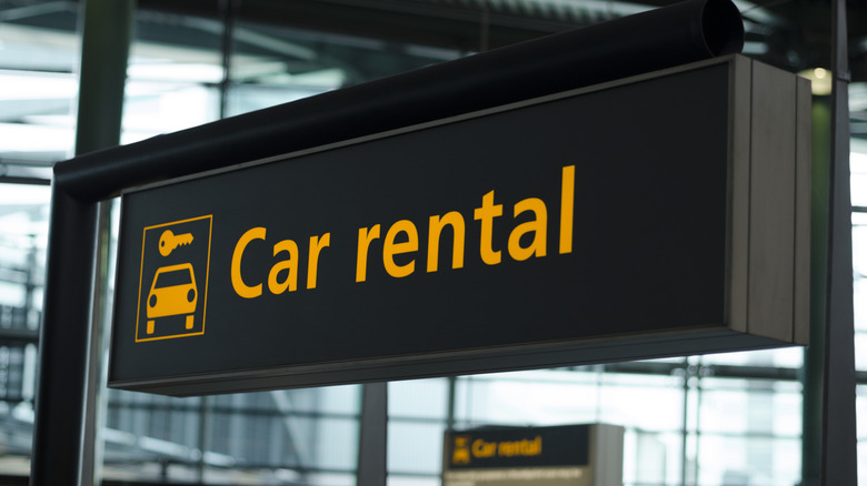 Sign and symbol for car rental in airport