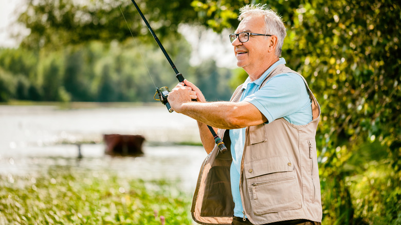 Older man fishing