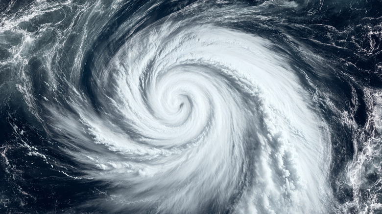 Swirling waters during a hurricane