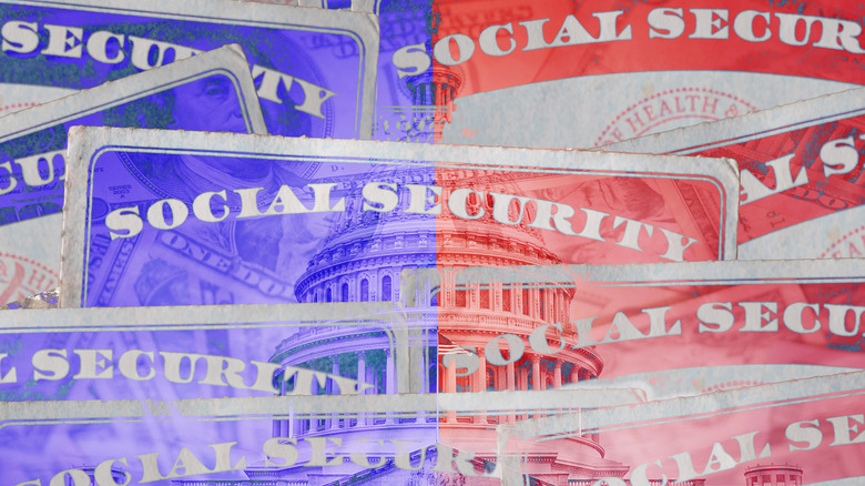 US Capitol behind Treasury notes and Social Security cards