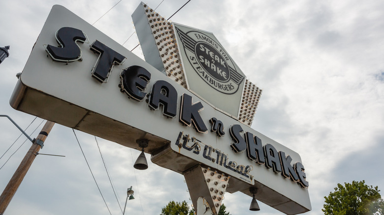 The vintage neon Steak n Shake sign in Springfield, MO off of Route 66