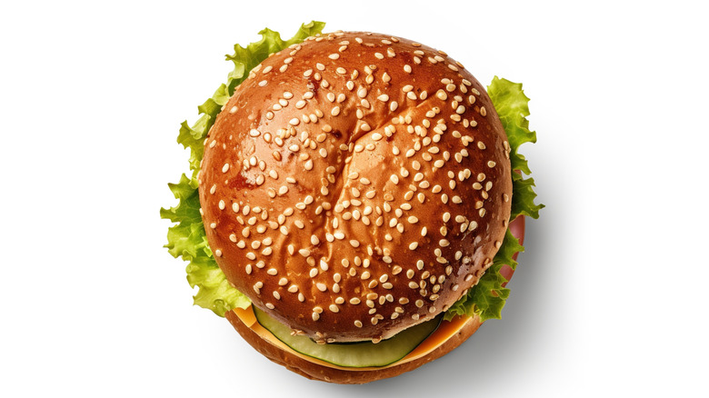 Burger with bun and toppings