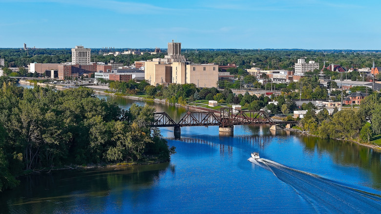 View of downtown Saginaw, Michigan, along Saginaw River