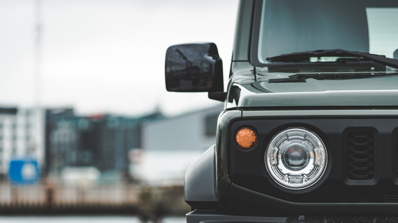 Close up of front bumper of vehicle