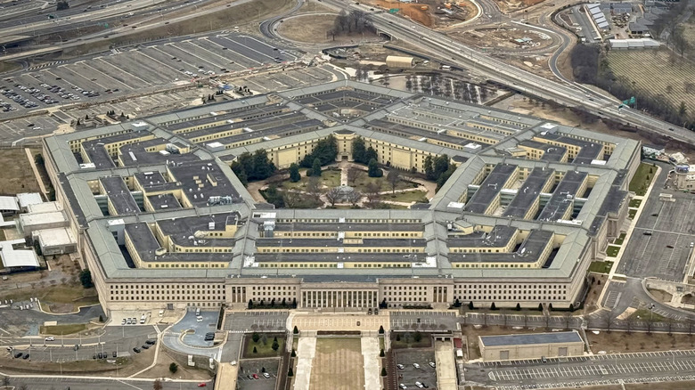 An overhead view of the Pentagon
