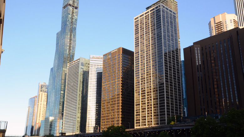 Low view of Chicago skyline