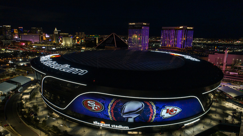 Aerial view of Vegas football stadium