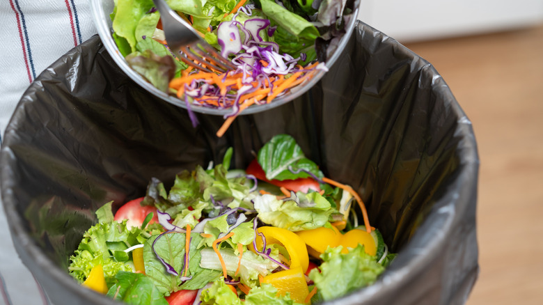 Food thrown in garbage.