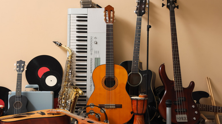 A collection of musical instruments