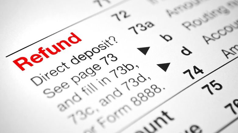 Word "Refund" on tax form