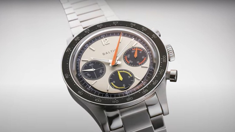 Screenshot of a Baltic Tricompax watch advertised on YouTube