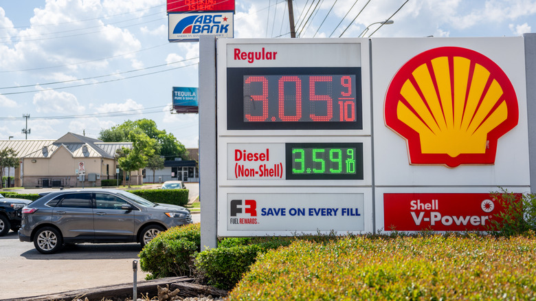 Gas station sign with price for regular gas